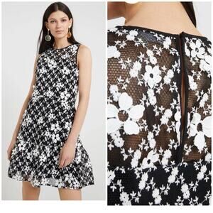 NWT Michael Kors Fit & Flare Size 2 Floral Embroidered Mesh Dress – Tiered Hem